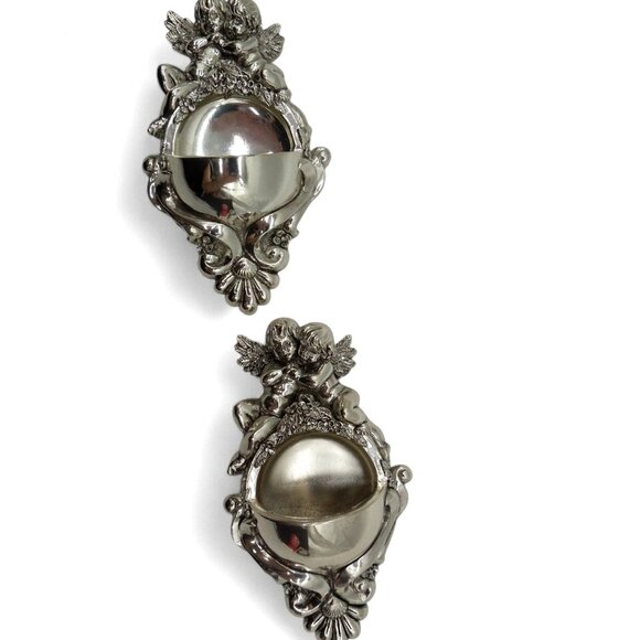 Holy Water WALL FONT silver resin cherub angel Set Victorian Inspired 5.1" - Picture 5 of 11